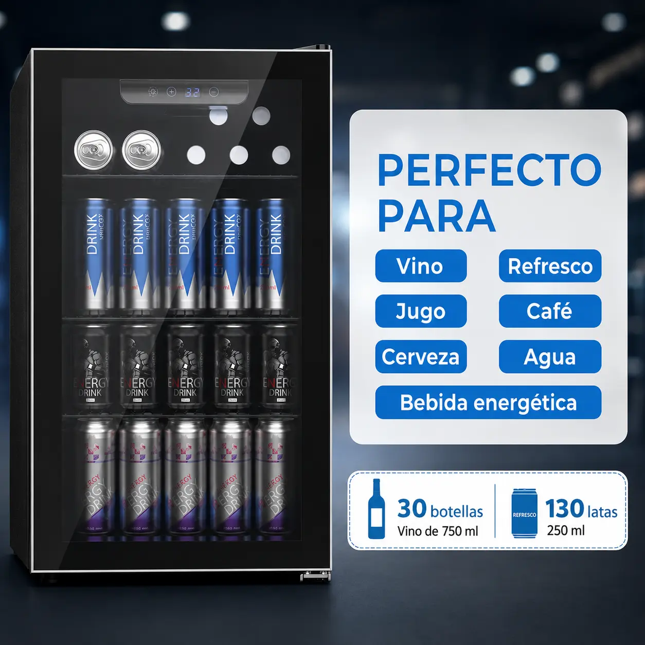 Mini heladera de 91 L con iluminación LED — imagen 3